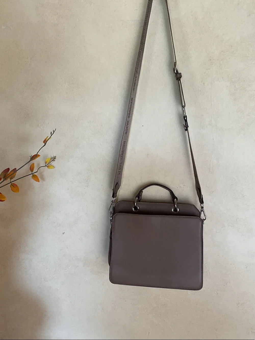 Steve Madden Taupe Messenger Bag with Adjustable Strap